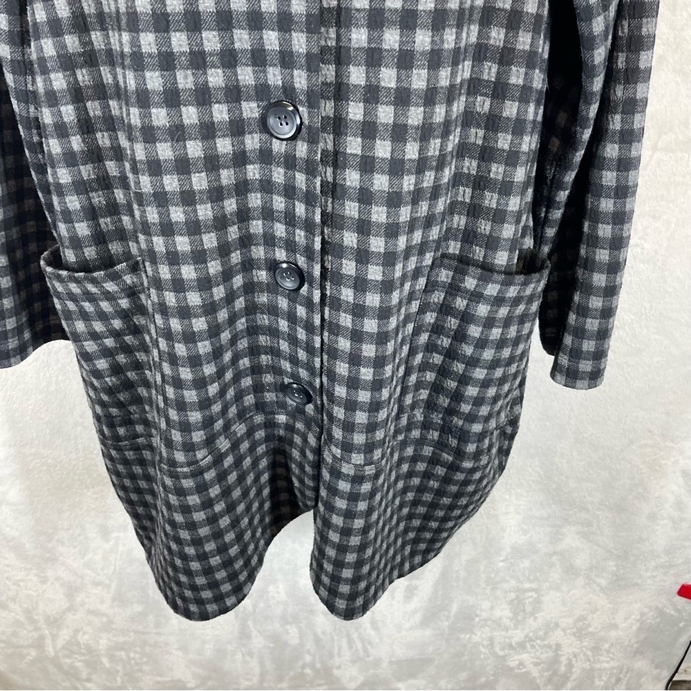 Comfy USA gingham plaid casual jacket womens small oversized lagenlook - Picture 4 of 7
